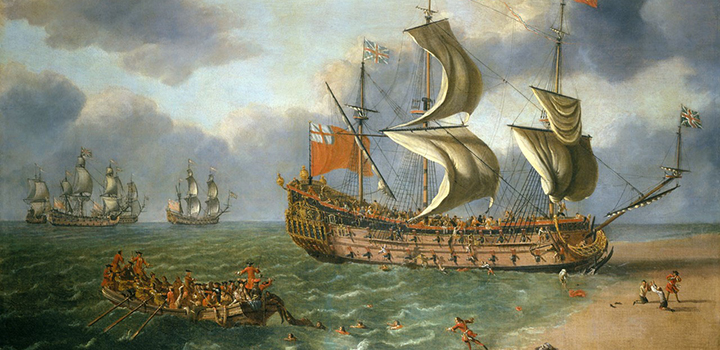 The Wreck of the Gloucester off Yarmouth, 6 May 1682, by Johan Danckerts,